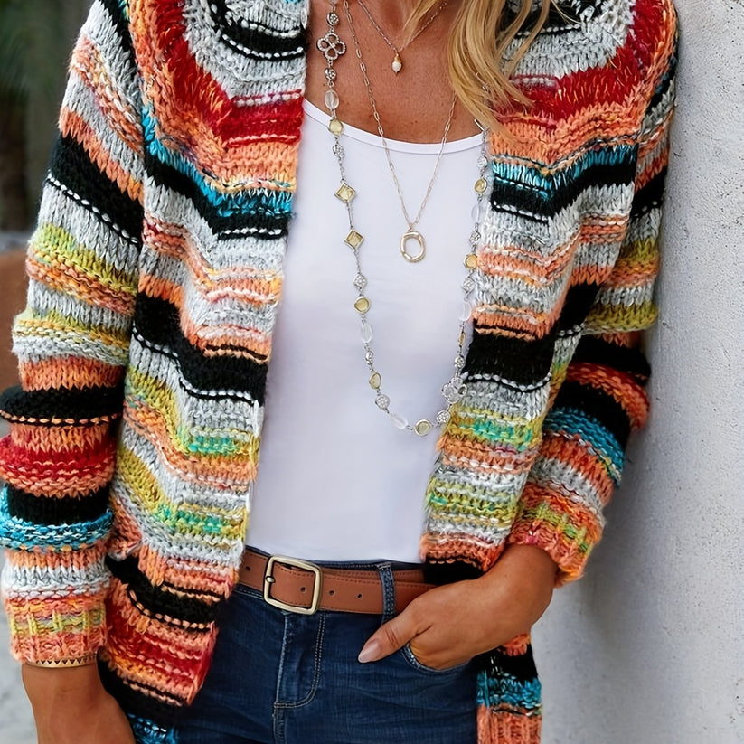 Aurélia | Cardigan rayé multicolore chic et tendance