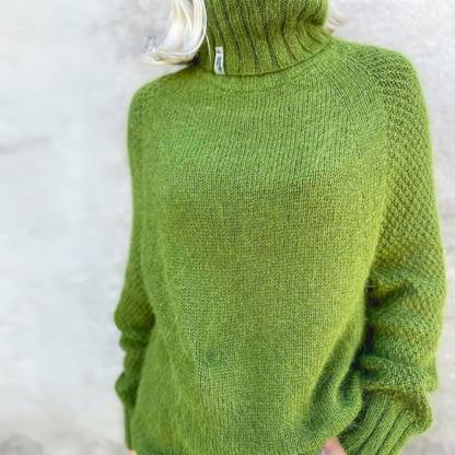 Angela | Pull col roulé élégant vert pomme