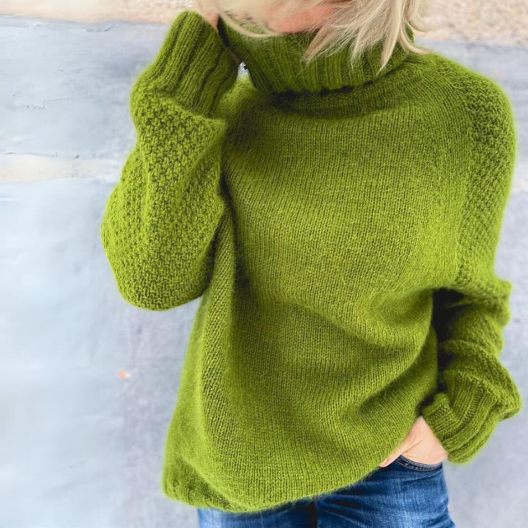 Angela | Pull col roulé élégant vert pomme