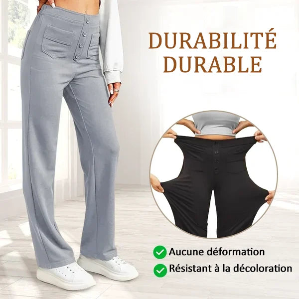 Zelina | Pantalon Taille Haute Extensible avec Poches Latérales